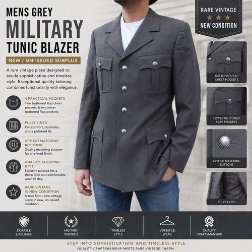 Mens military blazer tunic - mens,